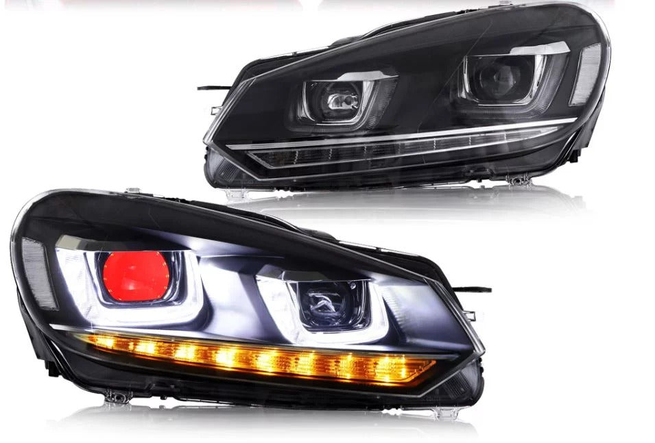 Volkswagen Golf 6 MK6 2010-14 Vland Sequential Headlights with Red Demon Eyes - Dan's Custom Car Lights 