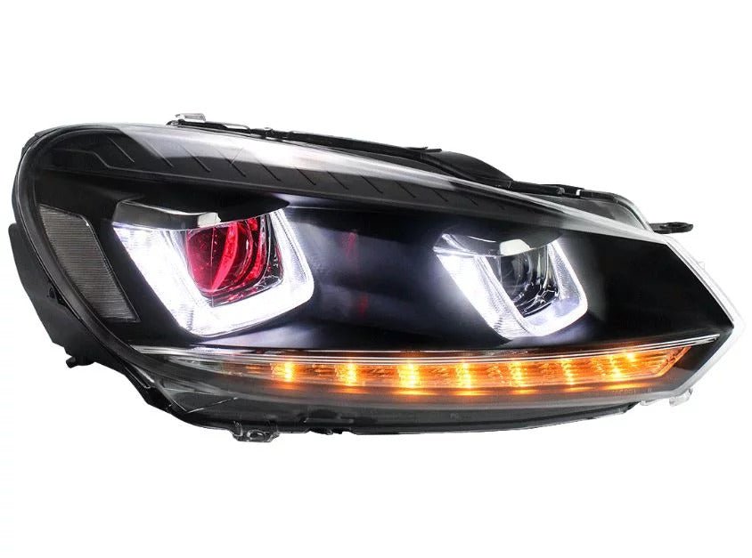 Volkswagen Golf 6 MK6 2010-14 Vland Sequential Headlights with Red Demon Eyes - Dan's Custom Car Lights 
