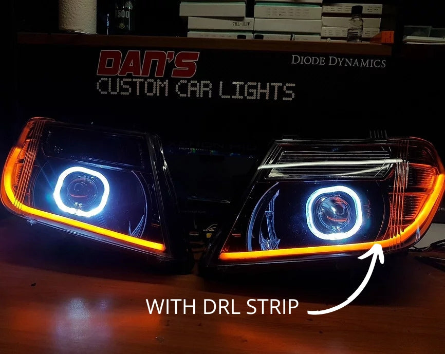 Nissan Navara D40 Spain Headlights with Halo Rings and Projectors OPTION TO ADD DRL - Dan's Custom Car Lights 