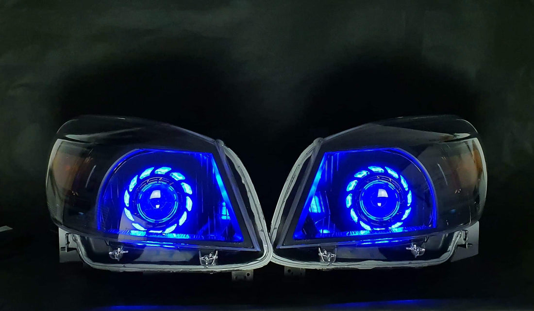 Ford RANGER PK 2009-2011 Headlights with Halo rings and Turbine Shroud - Dan's Custom Car Lights 