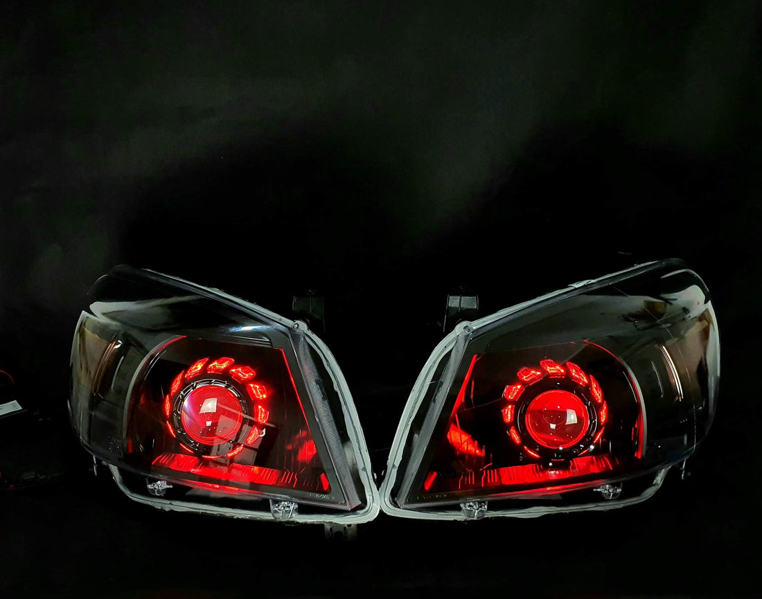 Ford RANGER PK 2009-2011 Headlights with Halo rings and Turbine Shroud - Dan's Custom Car Lights 