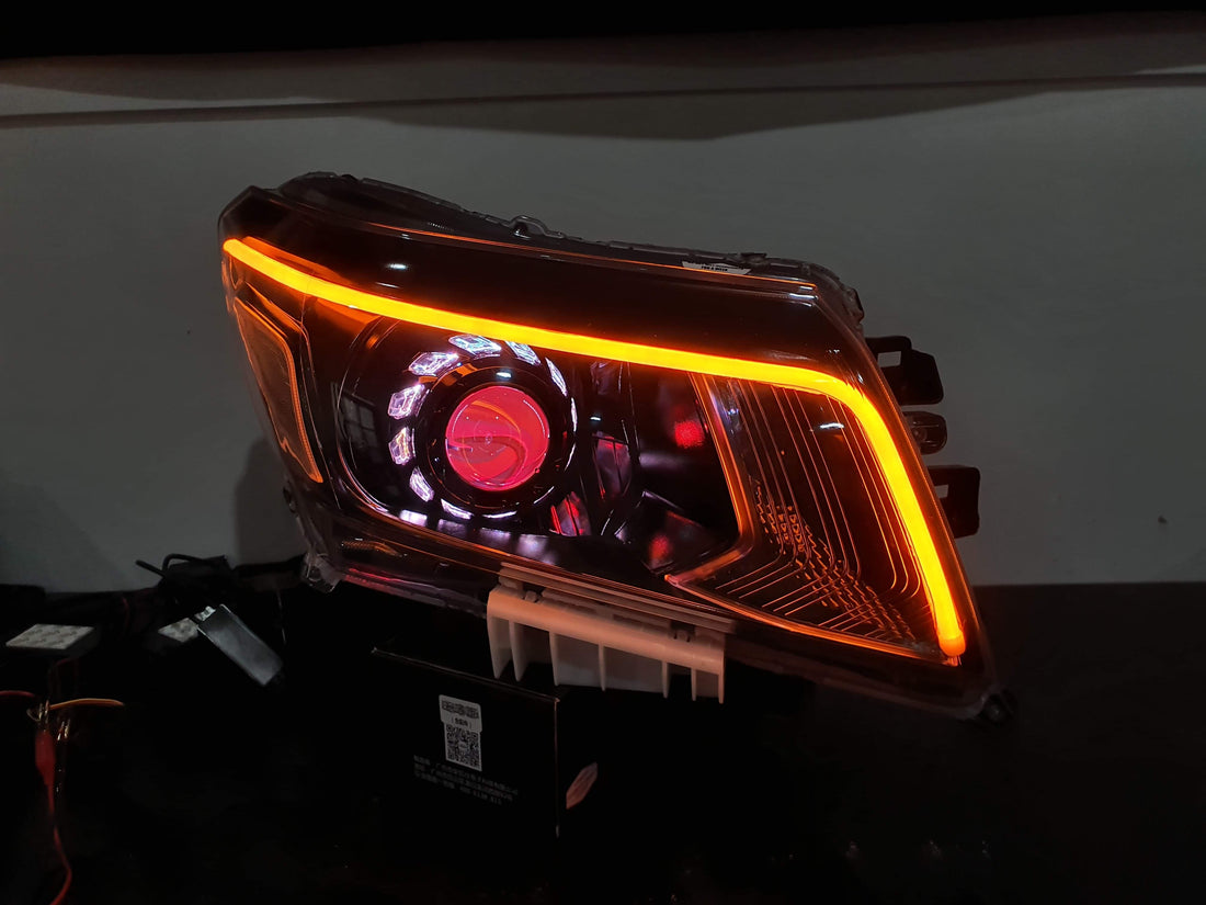 Nissan Navara D23 NP300 DX/RX Headlights with Multicolored Halo Rings,Turbine Shrouds and Multicoloured Demon Eyes - Dan's Custom Car Lights 