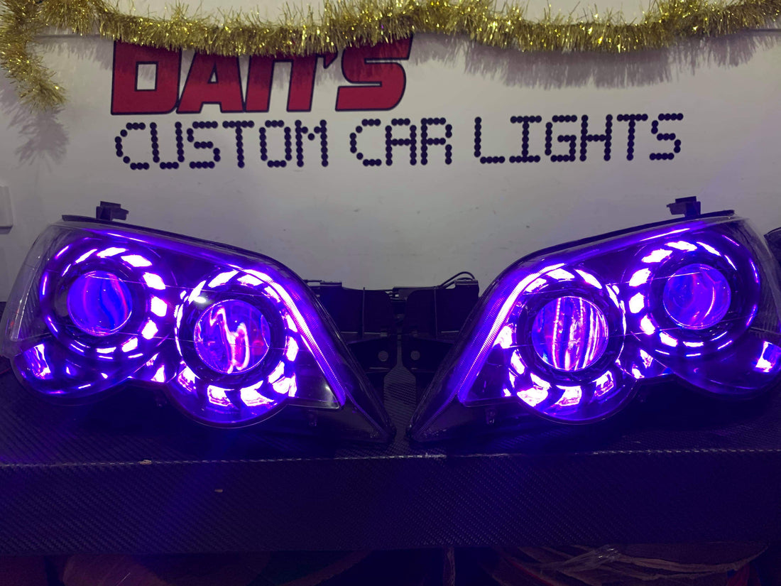 Ford Falcon BA XR6/XR8 Headlights with Projectors, RGB Halorings &Turbine Shroud - Dan's Custom Car Lights 