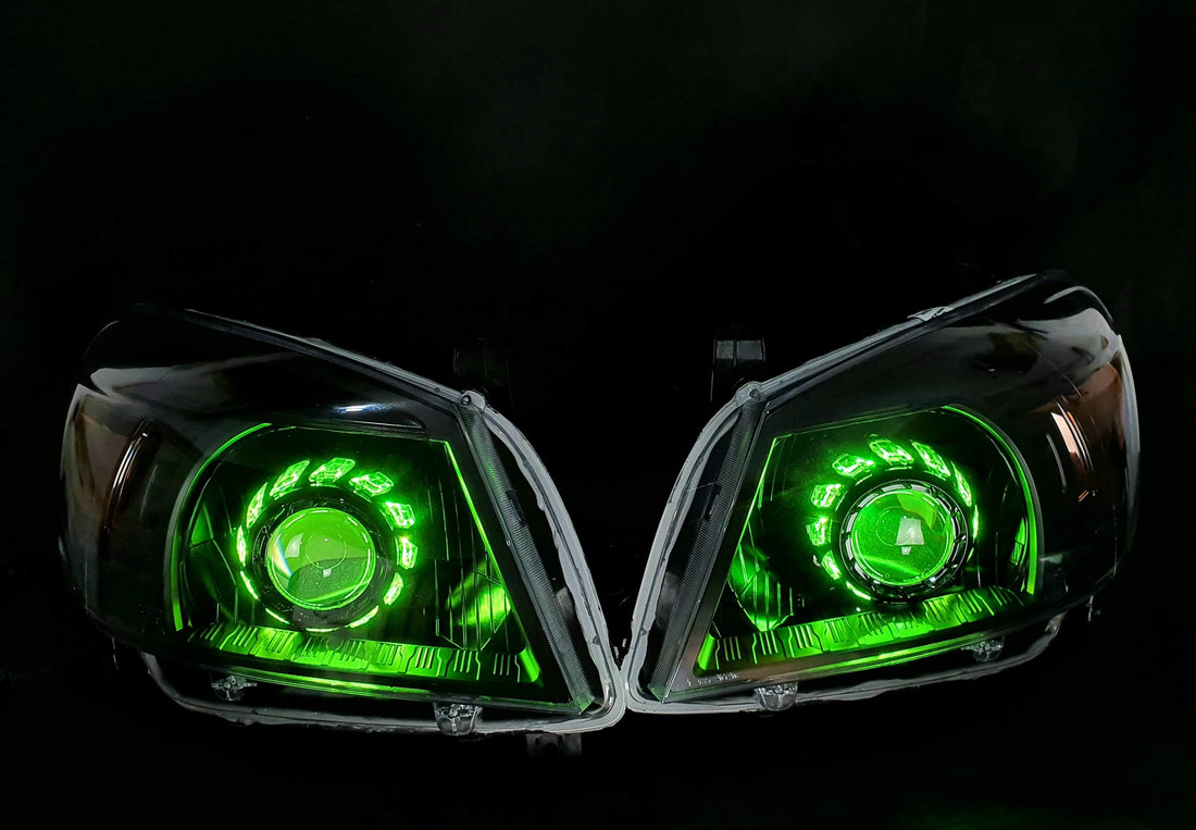 Ford RANGER PK 2009-2011 Headlights with Halo rings and Turbine Shroud - Dan's Custom Car Lights 