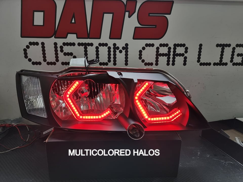 Holden Commodore VY White/Amber and Multicolored Hex Halo Rings - Dan's Custom Car Lights 