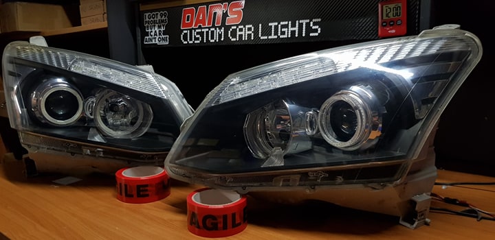 Isuzu DMAX 2012-2015 Projector Headlights with Switchback White/Amber LED Halos and Switchback sequential DRL - Dan's Custom Car Lights 